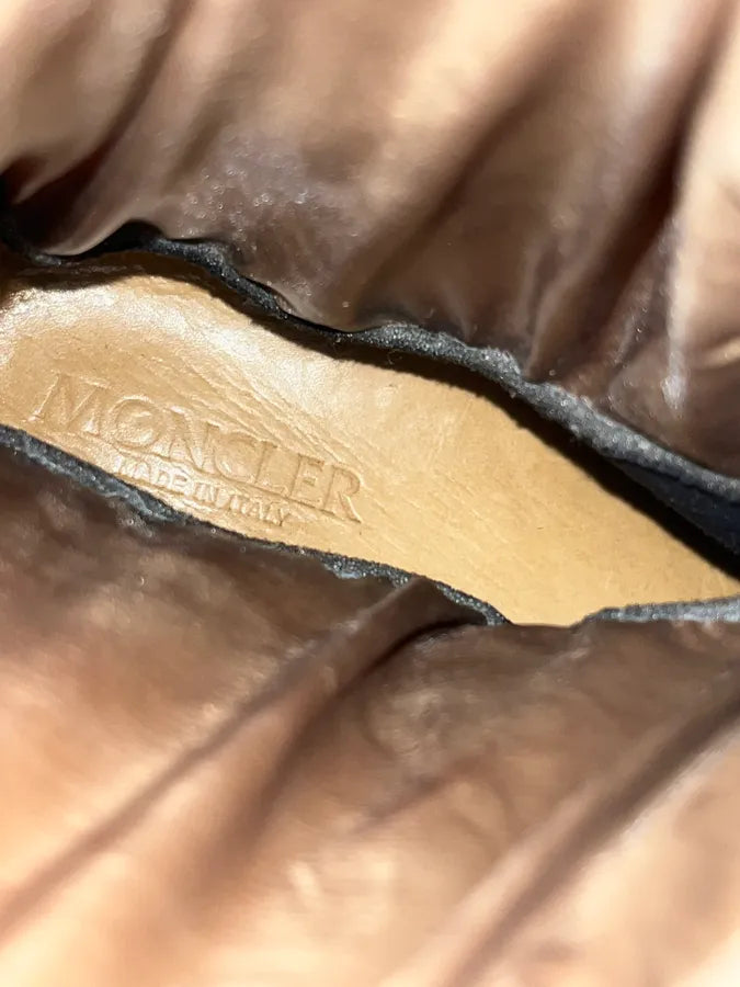 Moncler Brown Leather Beige Quilted Puffer Boots TfLgrGo 10