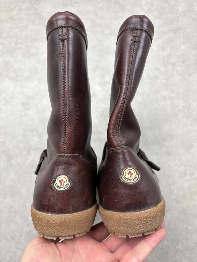 Moncler Brown Leather Lace-Up Boots MUkvcpz 5