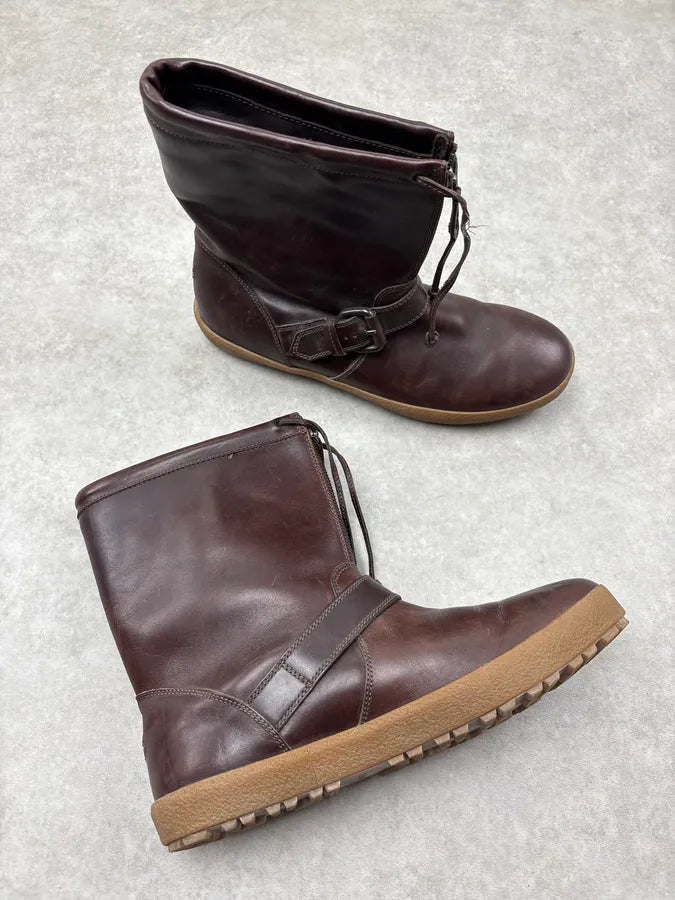 Moncler Brown Leather Lace-Up Boots MUkvcpz 4