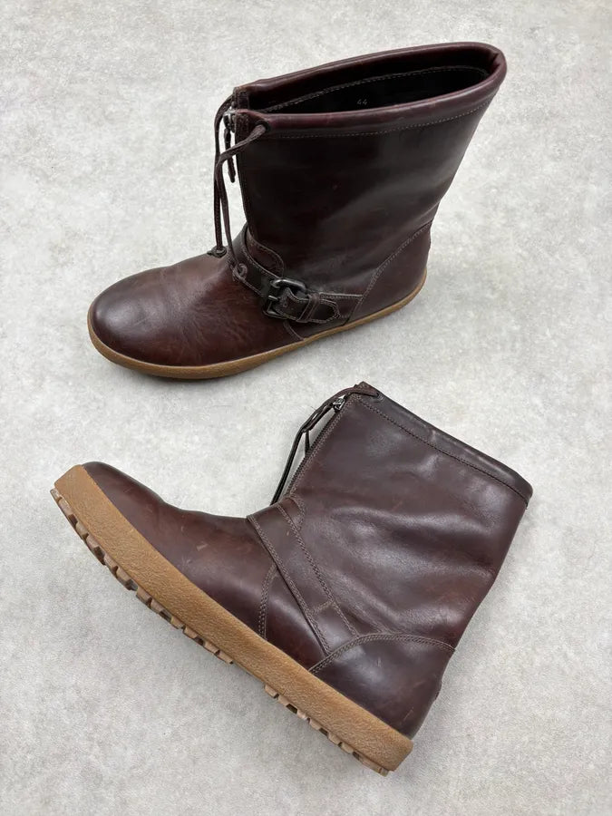 Moncler Brown Leather Lace-Up Boots MUkvcpz 3