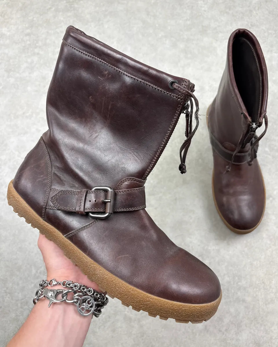 Moncler Brown Leather Lace-Up Boots MUkvcpz 0