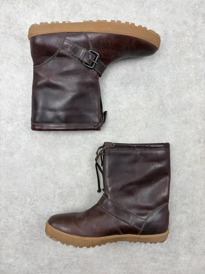 Moncler Brown Leather Lace-Up Boots MUkvcpz 2