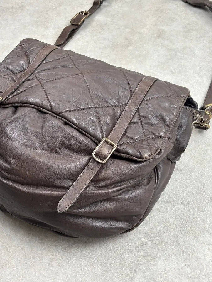Moncler Brown Nappa Quilted Leather Shoulder Bag dHYURLP 10