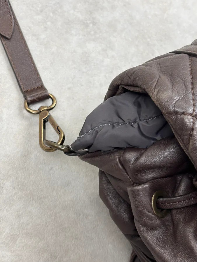 Moncler Brown Nappa Quilted Leather Shoulder Bag dHYURLP 7