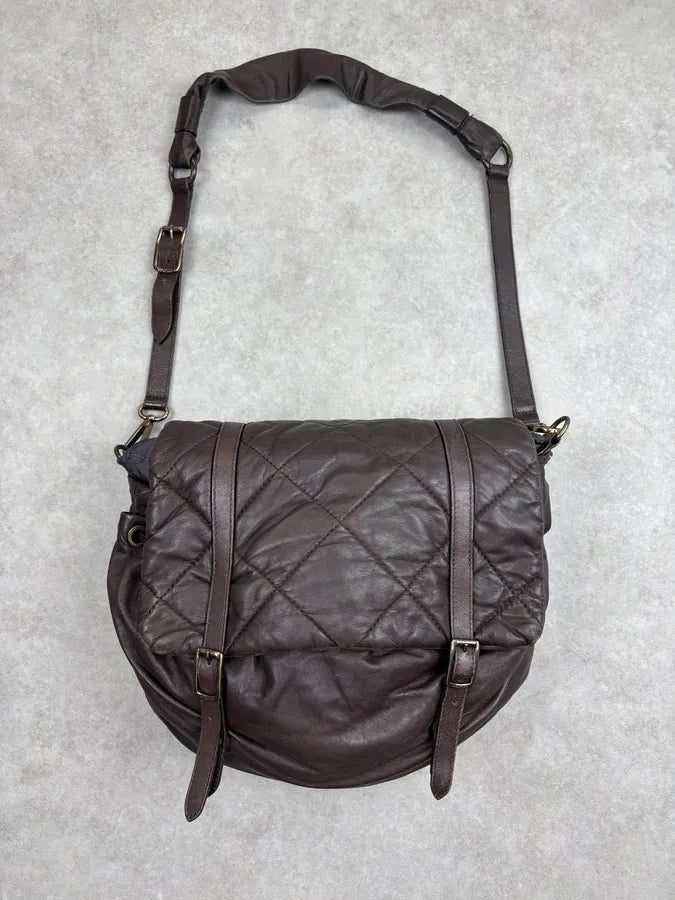 Moncler Brown Nappa Quilted Leather Shoulder Bag dHYURLP 0