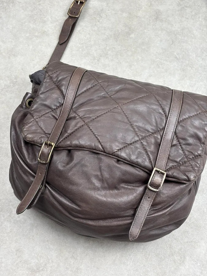 Moncler Brown Nappa Quilted Leather Shoulder Bag dHYURLP 4