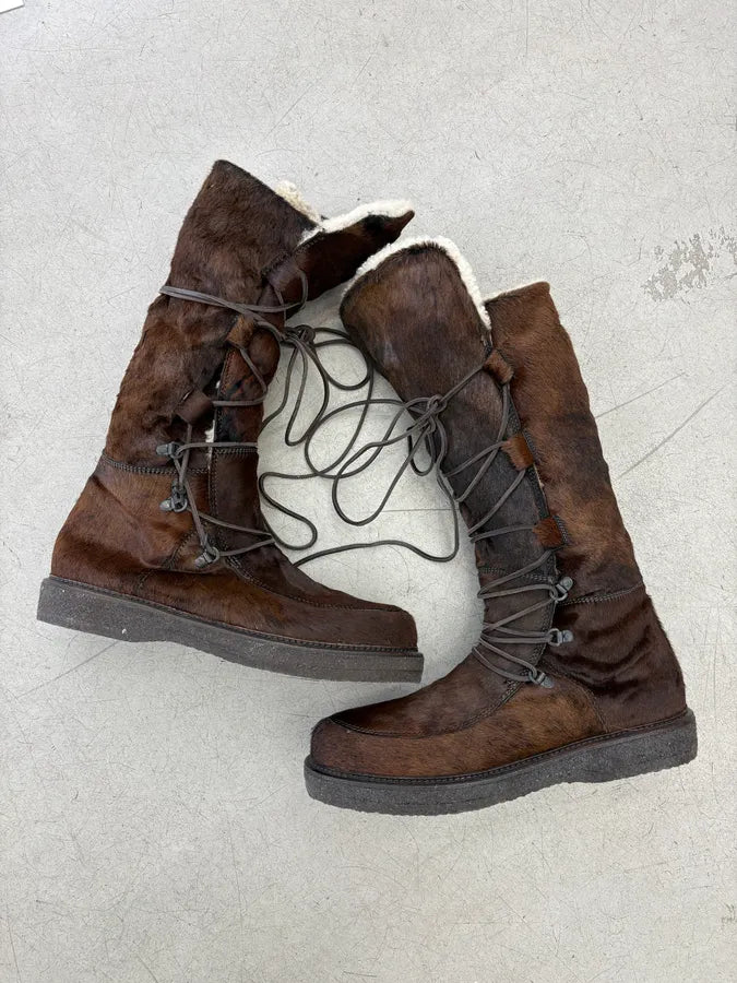 Moncler Brown Fur High Boots  FhiZUsj 1