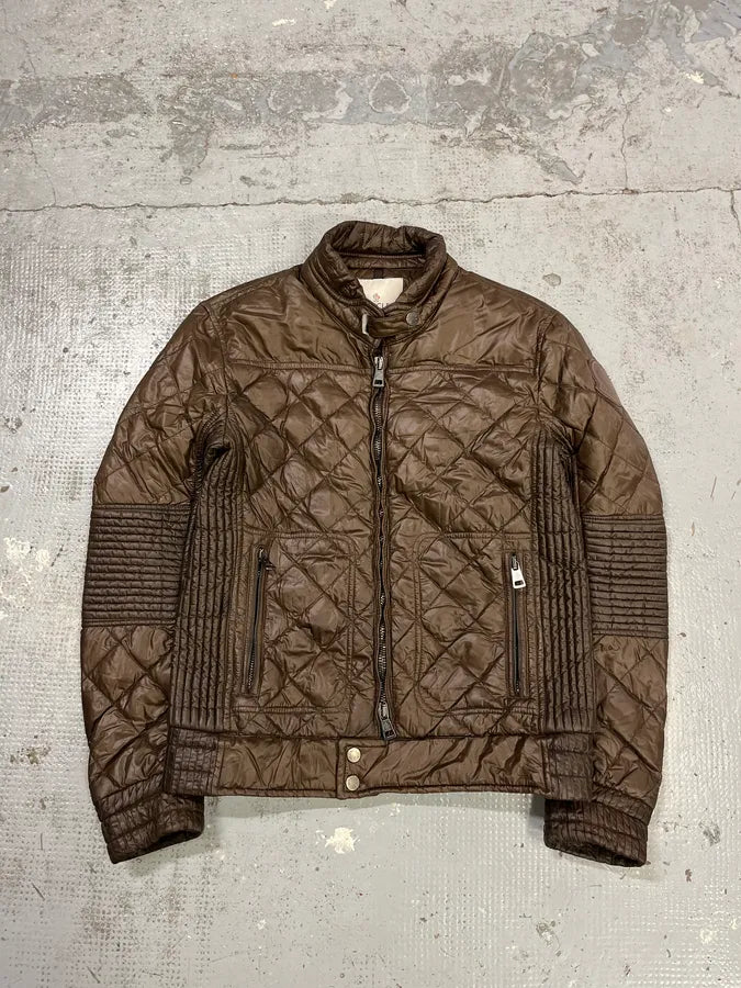 Moncler Brown Quilted Biker Puffer Jacket TCTirRP 0