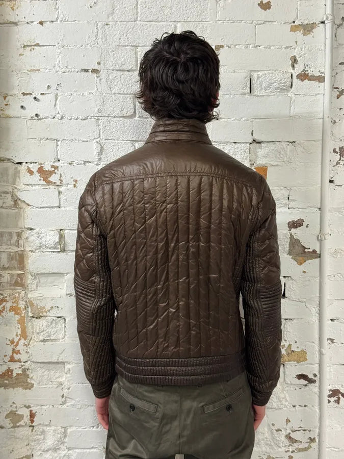 Moncler Brown Quilted Biker Puffer Jacket TCTirRP 2
