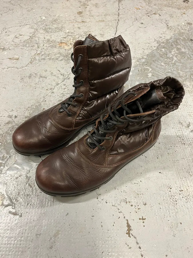 Moncler Brown Quilted Leather Boots dSySHzj 5