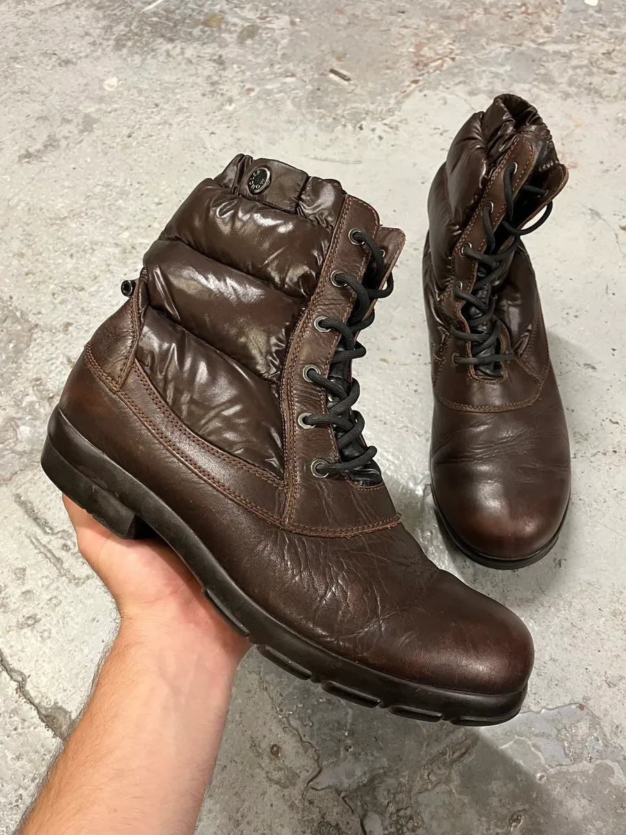 Moncler Brown Quilted Leather Boots iKxCGpC 0