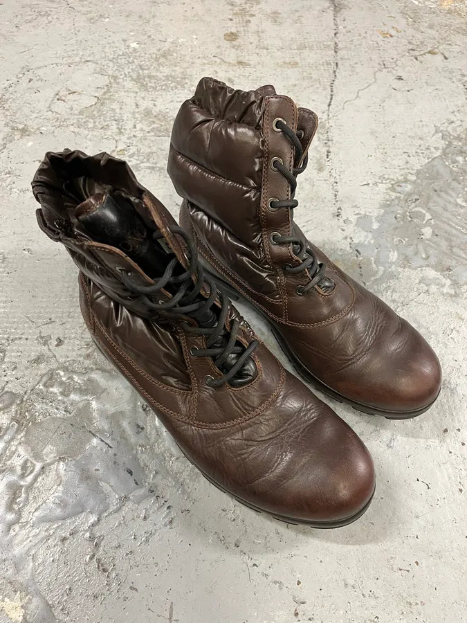 Moncler Brown Quilted Leather Boots dSySHzj 3