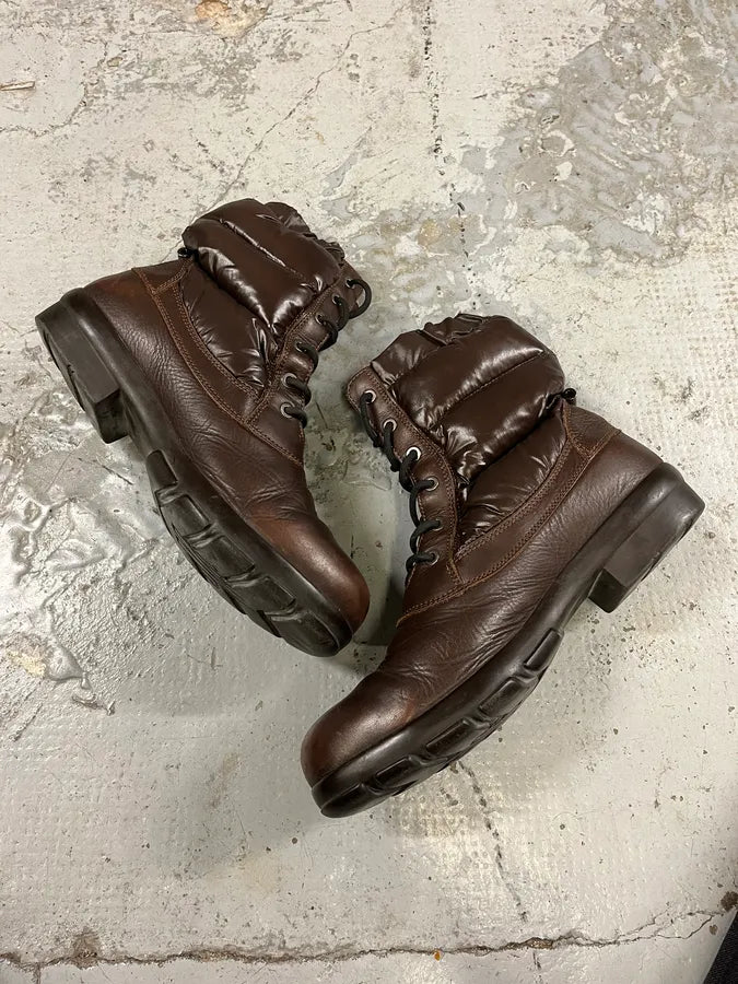 Moncler Brown Quilted Leather Boots dSySHzj 4