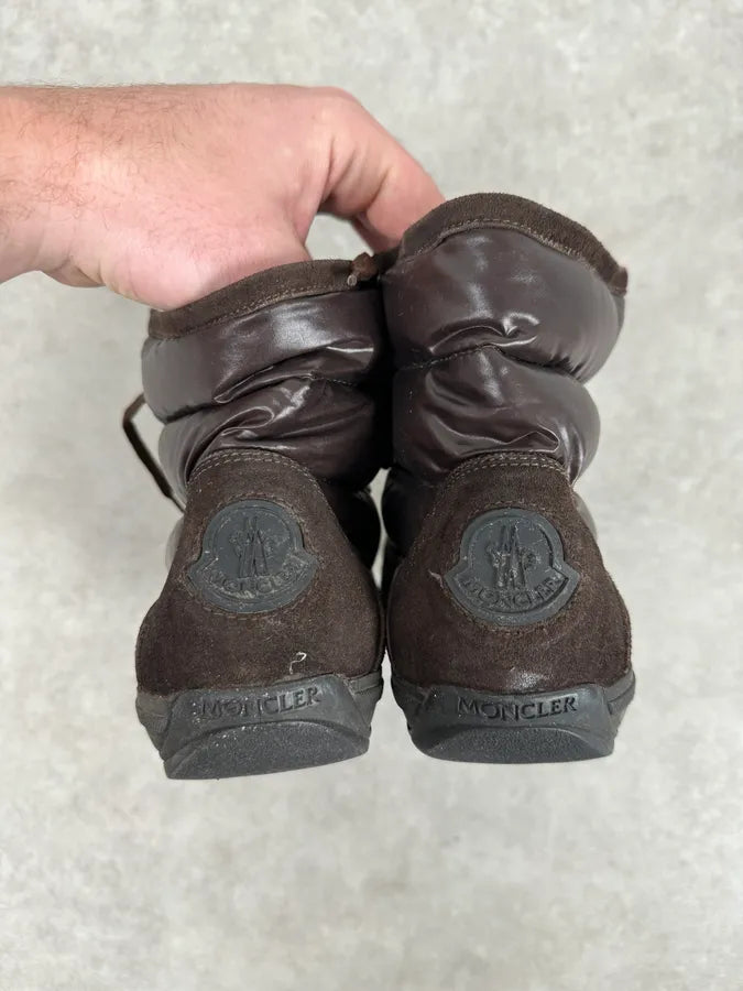 Moncler Brown Suede Puffer Lace-Up Hiking Boots hATGXwG 7