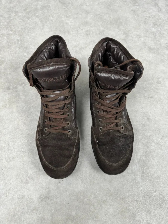 Moncler Brown Suede Puffer Lace-Up Hiking Boots hATGXwG 5