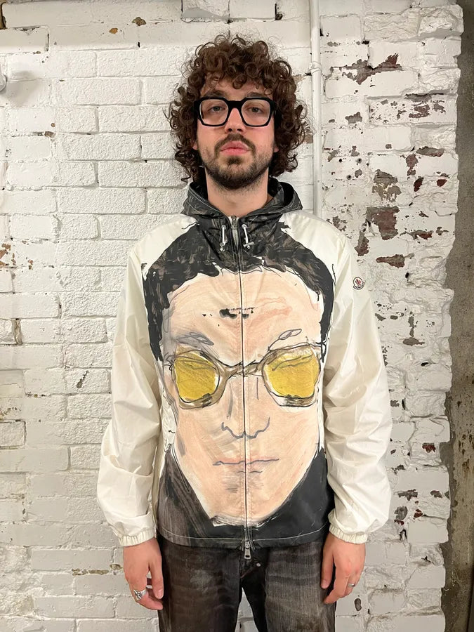 Moncler Cream Nylon Graphic Windbreaker Light Jacket dPOJJIP 1