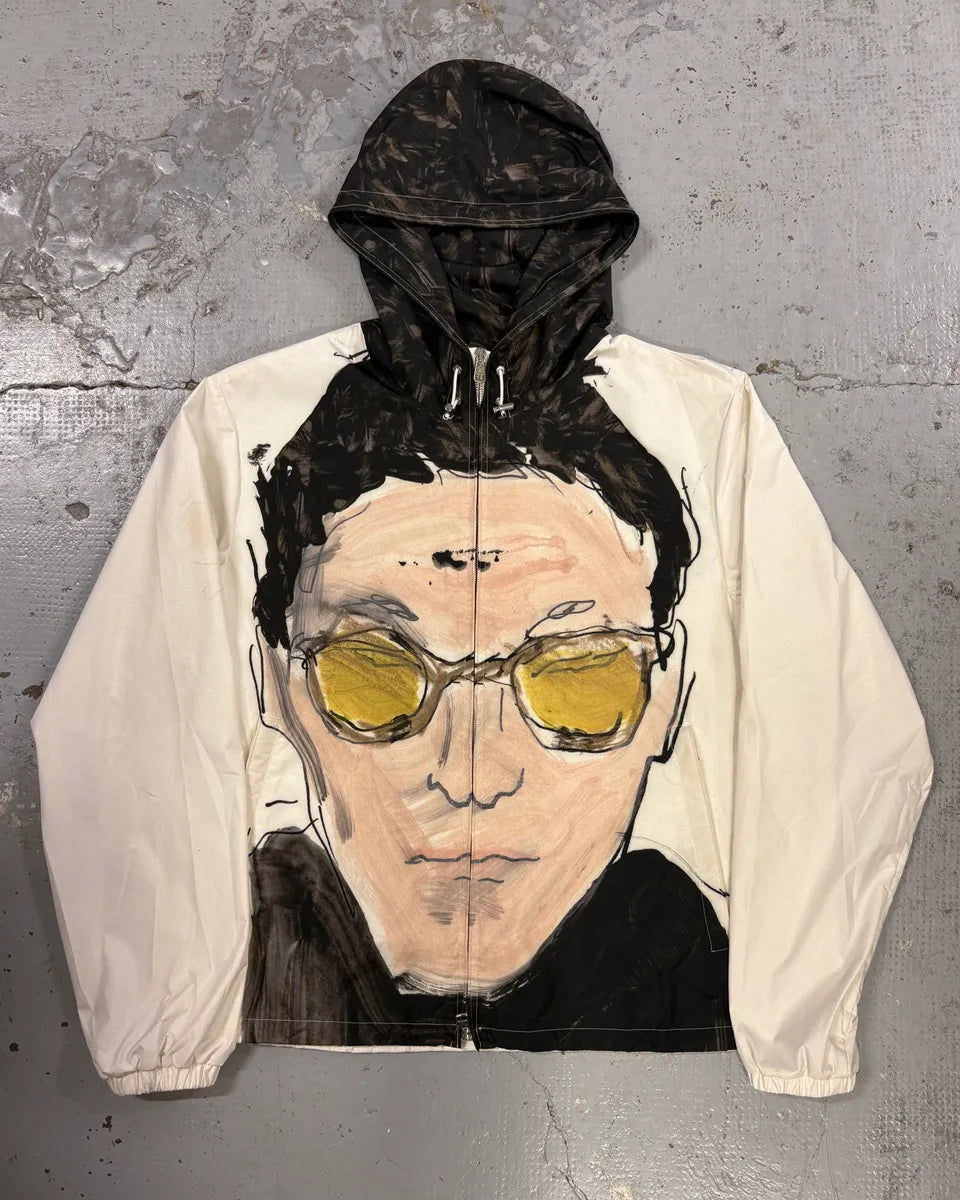 Moncler Cream Nylon Graphic Windbreaker Light Jacket dPOJJIP 0