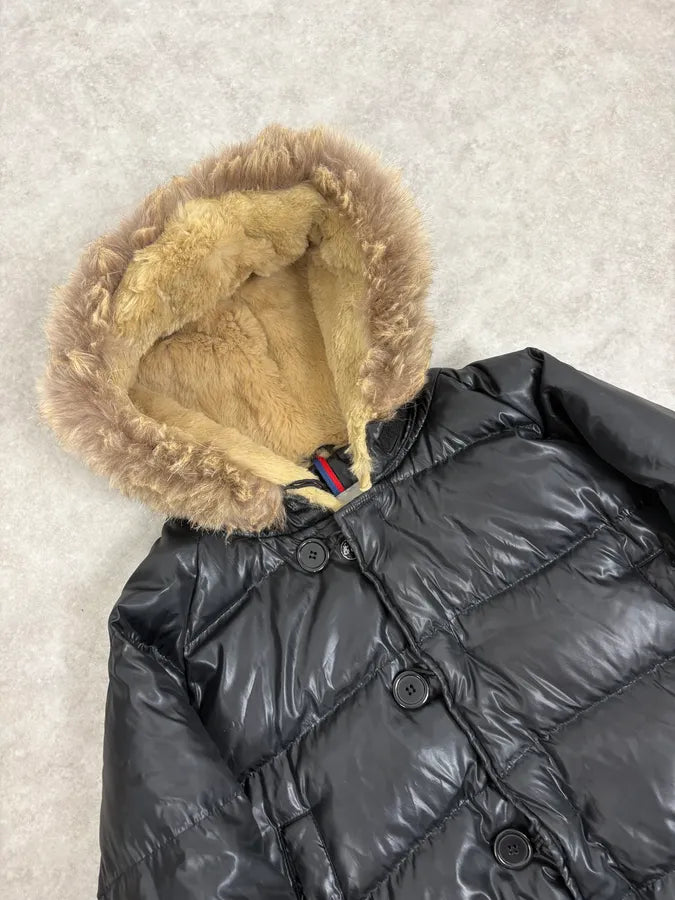 Moncler Fur Hooded Black Puffer Bomber Jacket UtdMLrR 5