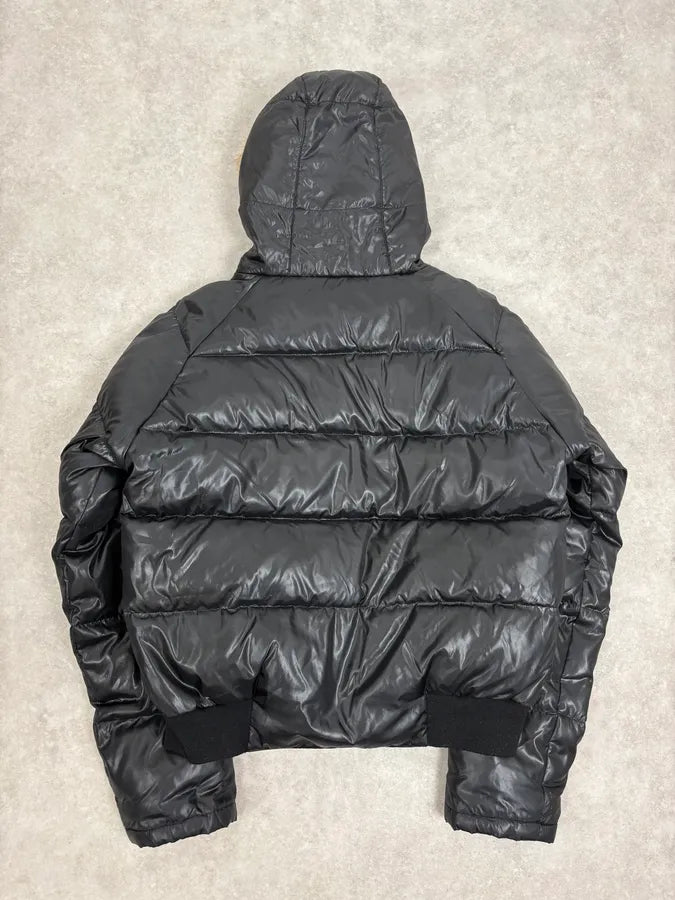 Moncler Fur Hooded Black Puffer Bomber Jacket UtdMLrR 6