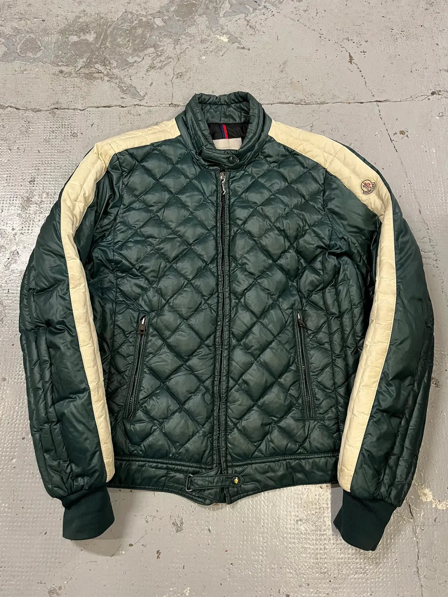 Moncler Green & White Quilted Puffer Jacket DfoEvDU 0