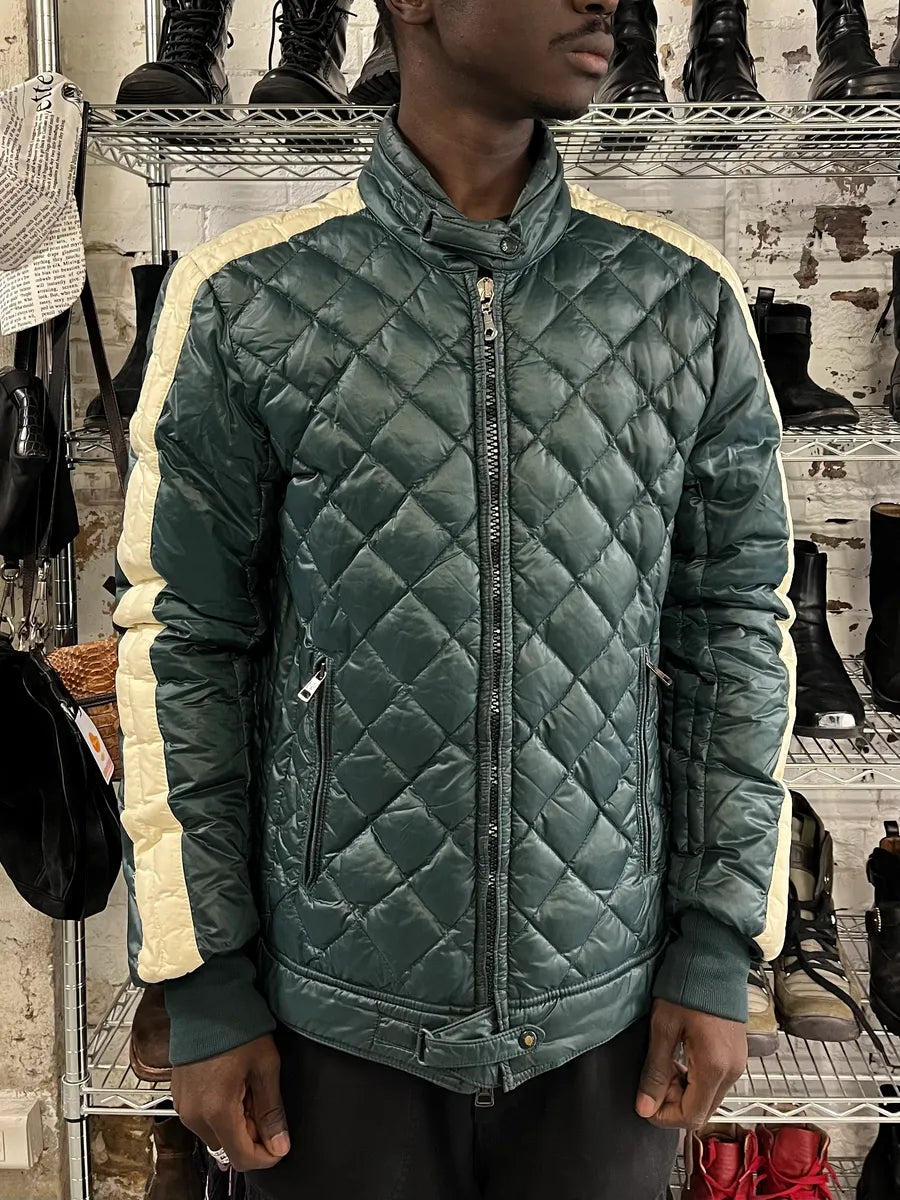 Moncler Green & White Quilted Puffer Jacket DfoEvDU 2