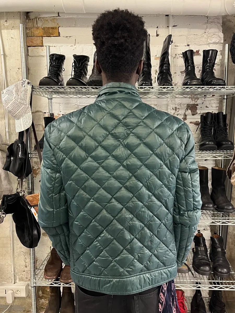 Moncler Green & White Quilted Puffer Jacket DfoEvDU 3