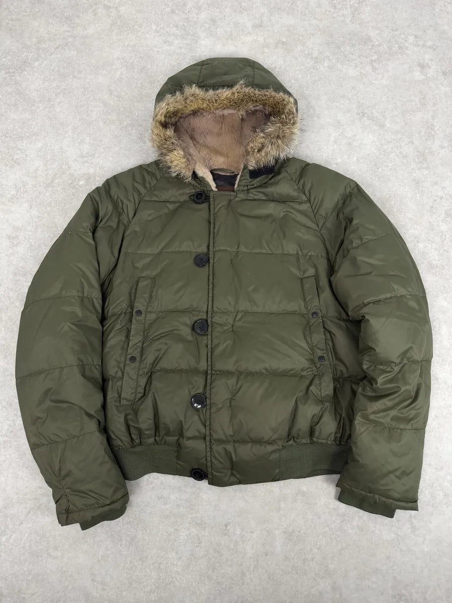 Moncler Green Fur Hood Puffer Jacket XBOvSHn 0