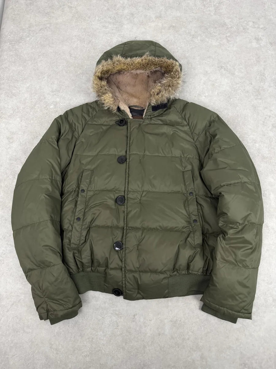 Moncler Green Fur Hood Puffer Jacket XBOvSHn 1