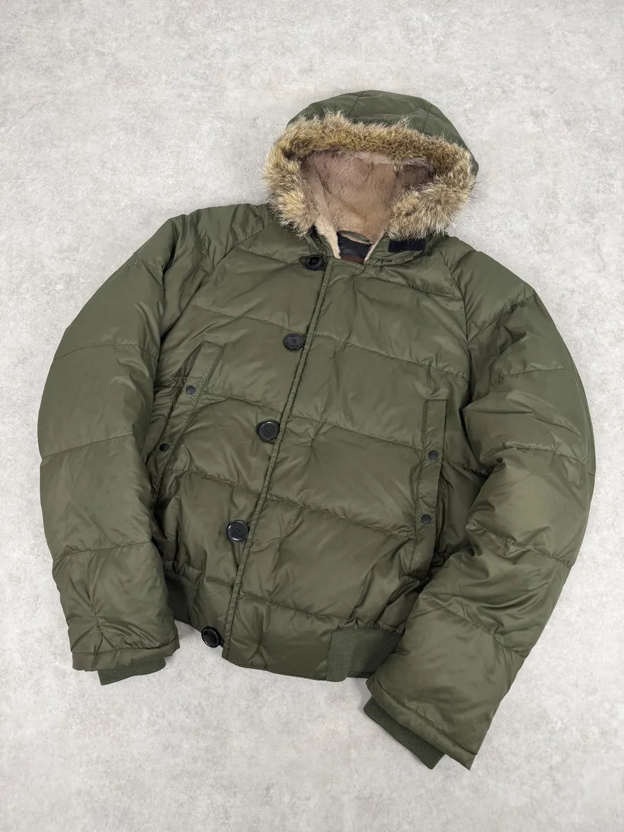 Moncler Green Fur Hood Puffer Jacket XBOvSHn 5