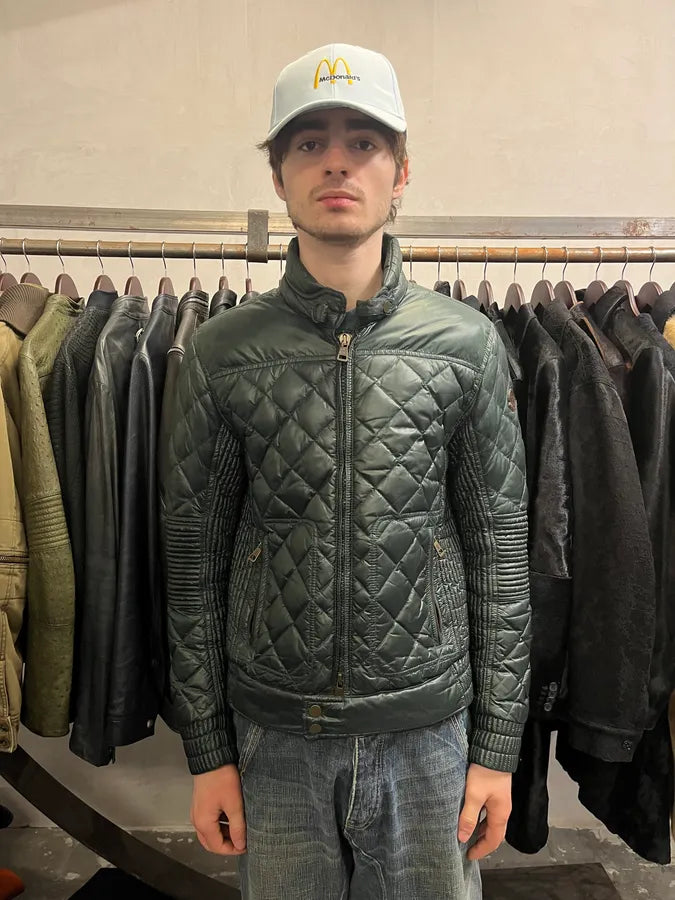 Moncler Green Padded Puffer Biker Jacket hnccvxP 2