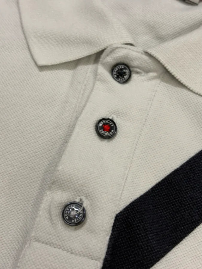 Moncler White Frenchie Striped Polo HtIHqos 6