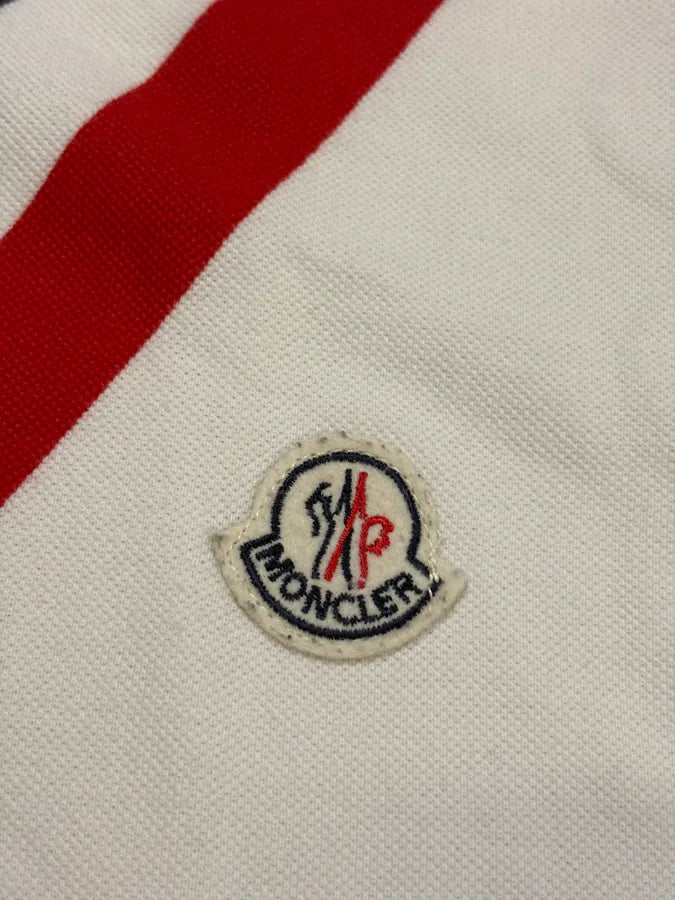 Moncler White Frenchie Striped Polo HtIHqos 7