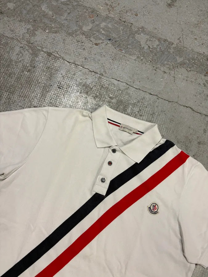 Moncler White Frenchie Striped Polo HtIHqos 3