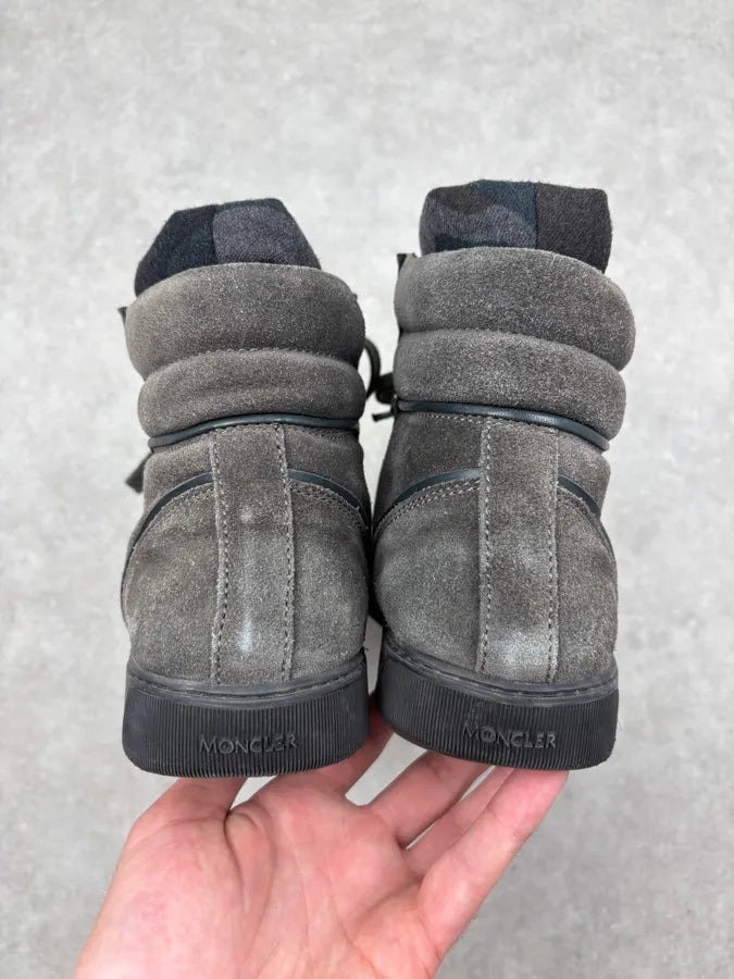 Moncler Grey Suede Quilted High-Top Sneakers ZztLYTz 6