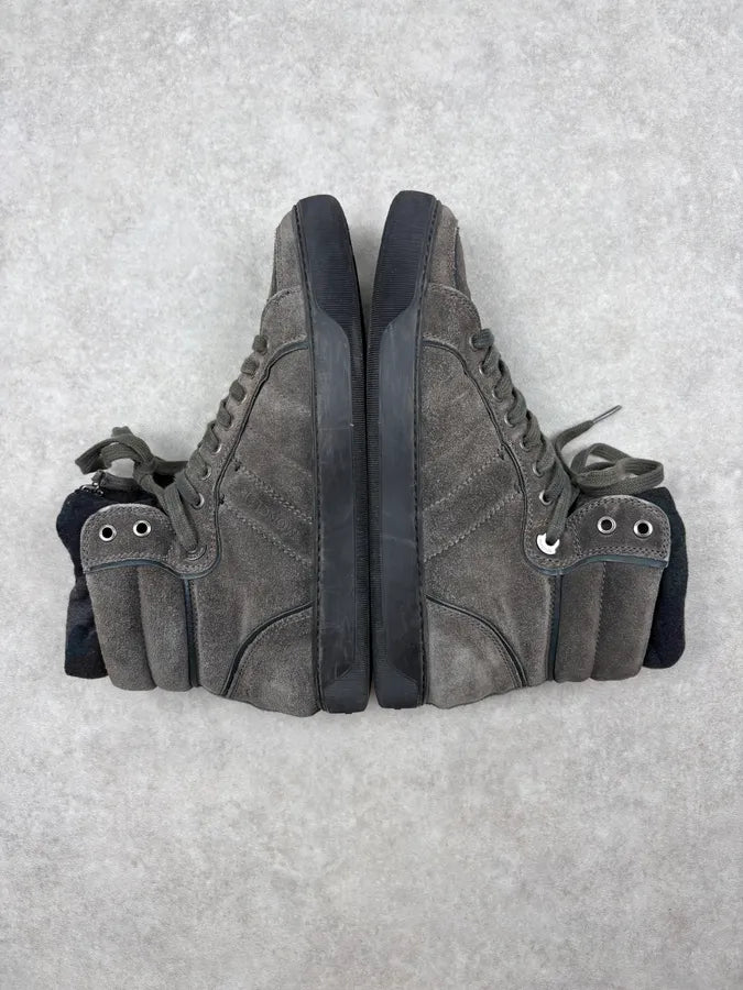 Moncler Grey Suede Quilted High-Top Sneakers ZztLYTz 5