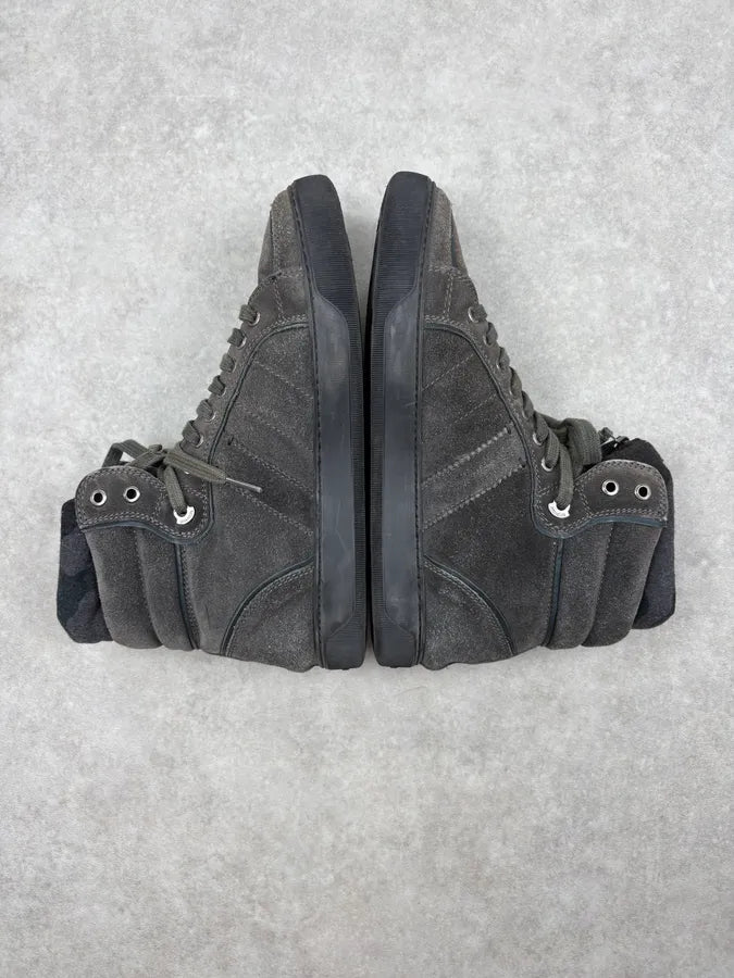 Moncler Grey Suede Quilted High-Top Sneakers ZztLYTz 4