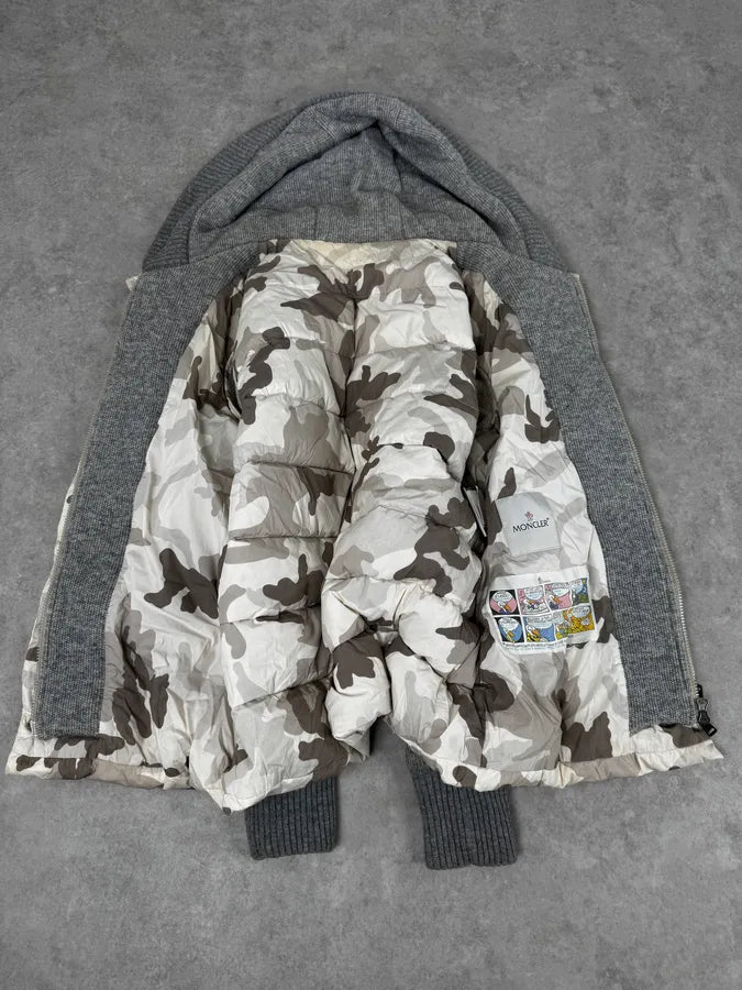 Moncler Grey Wool Camouflage Hybrid Puffer Jacket iRhZDgx 8