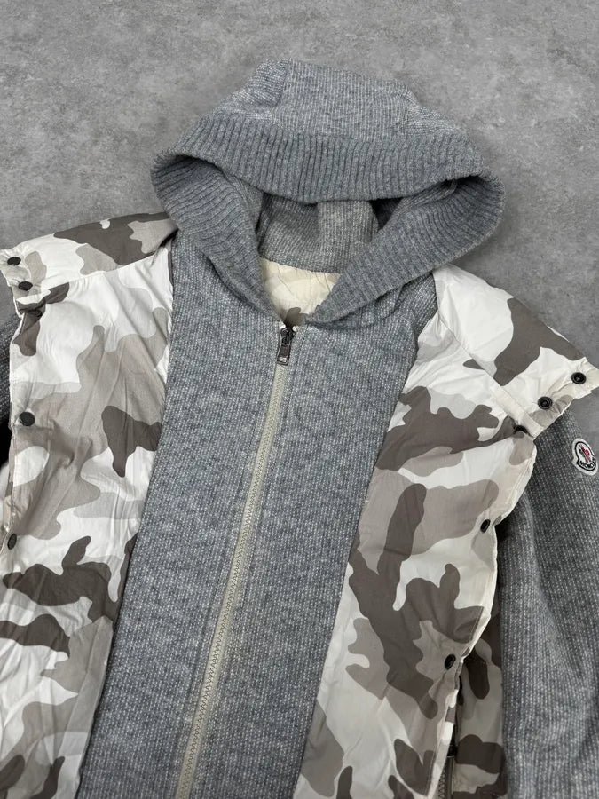 Moncler Grey Wool Camouflage Hybrid Puffer Jacket iRhZDgx 6