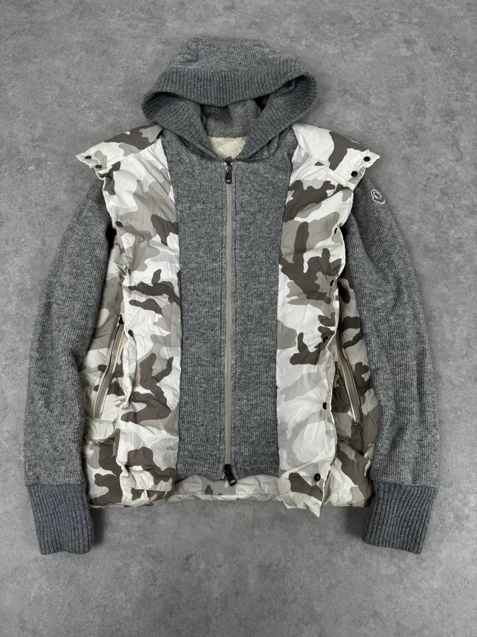 Moncler Grey Wool Camouflage Hybrid Puffer Jacket iRhZDgx 1