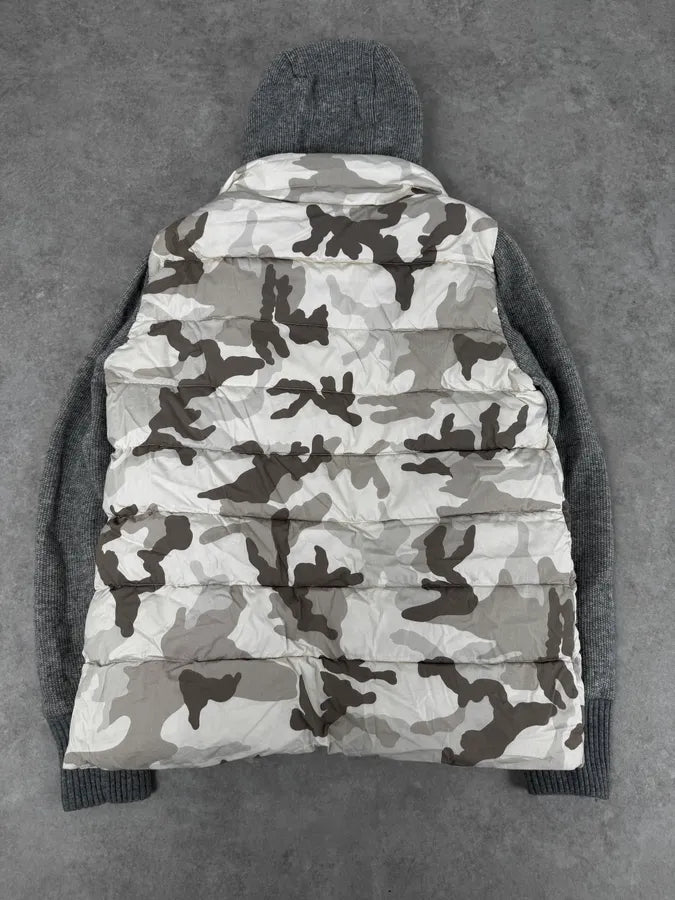 Moncler Grey Wool Camouflage Hybrid Puffer Jacket iRhZDgx 4
