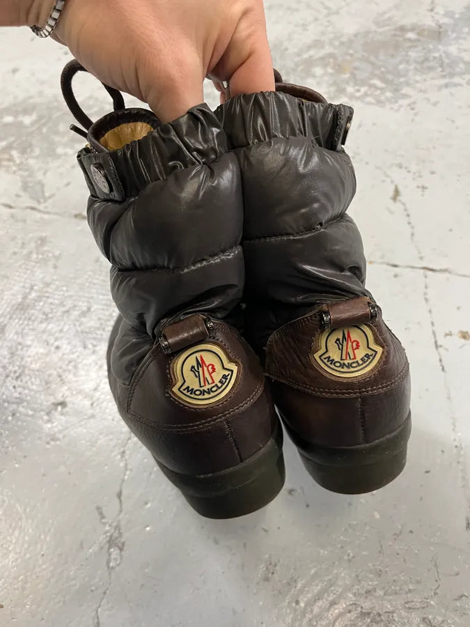 Moncler Lace-Up Brown Leather Puffer Boots lXgGMPB 3