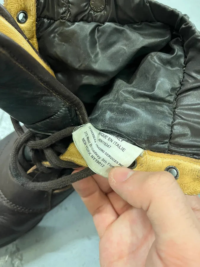 Moncler Lace-Up Brown Leather Puffer Boots lXgGMPB 6