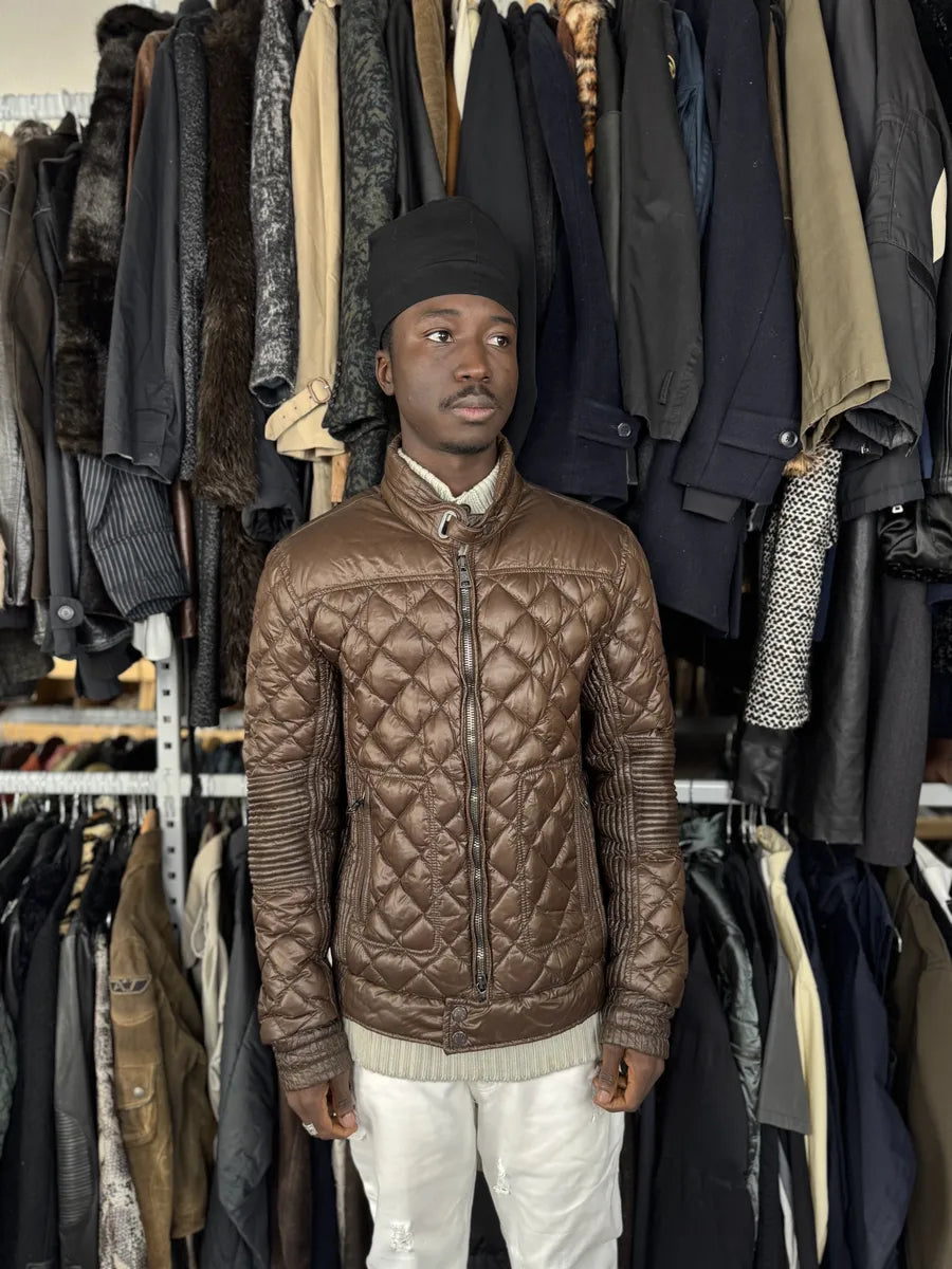 Moncler Signature Brown Quilted Puffer Jacket wMBkCls 1