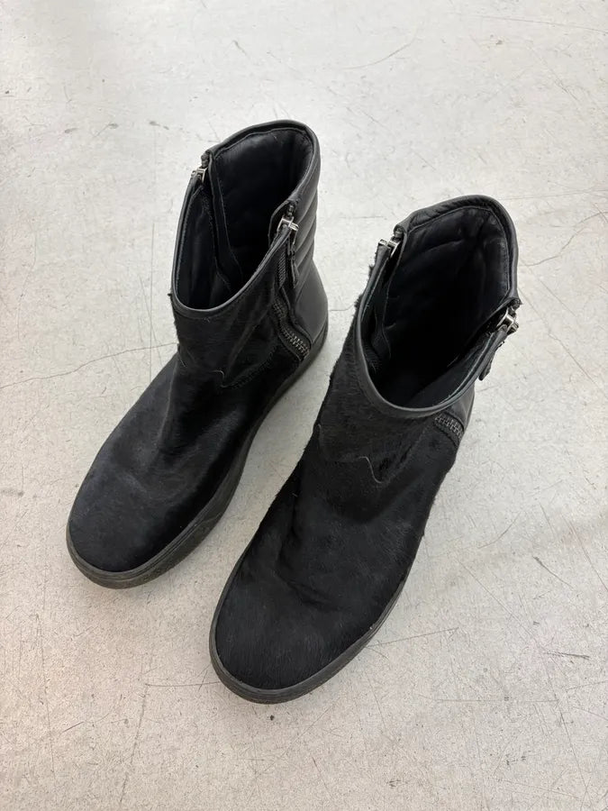 Moncler Signature Winter Black Pony Hair Leather Boots WcVAveQ 2