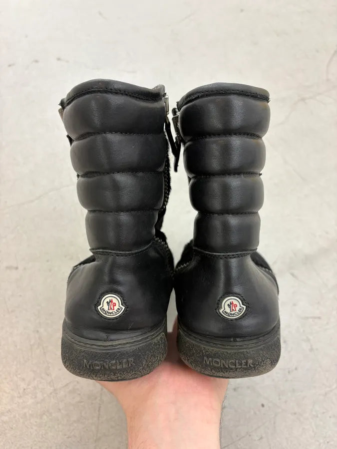Moncler Signature Winter Black Pony Hair Leather Boots WcVAveQ 6