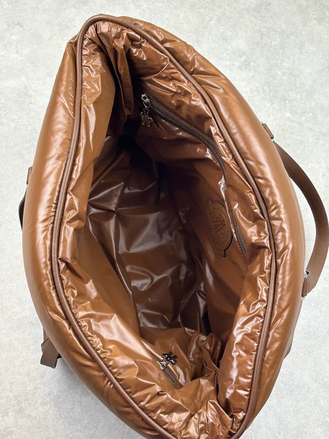 Moncler Taupe Brown Down Quilted Handle Bag qqKGuEi 12