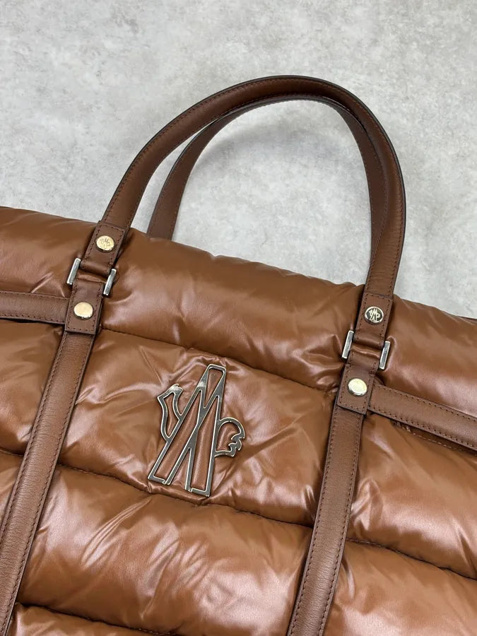 Moncler Taupe Brown Down Quilted Handle Bag qqKGuEi 6