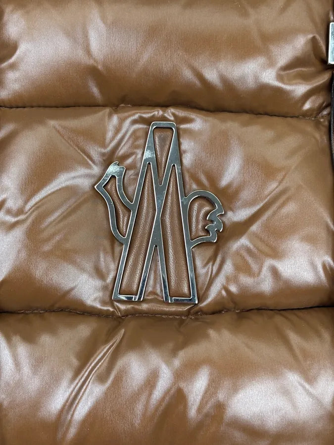 Moncler Taupe Brown Down Quilted Handle Bag qqKGuEi 7