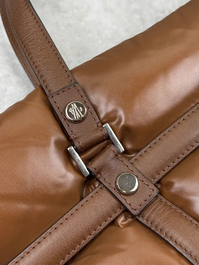 Moncler Taupe Brown Down Quilted Handle Bag qqKGuEi 11