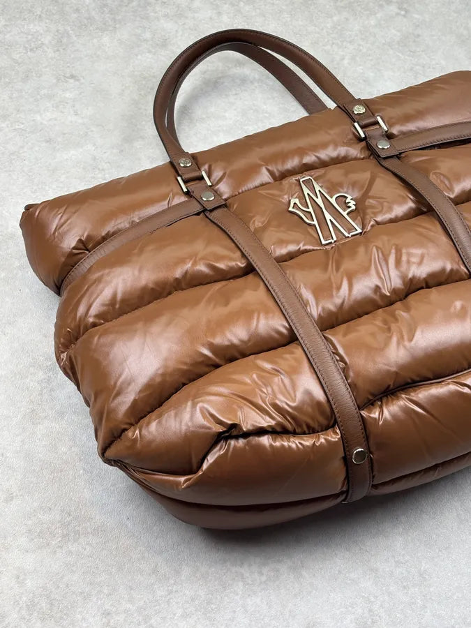 Moncler Taupe Brown Down Quilted Handle Bag qqKGuEi 4